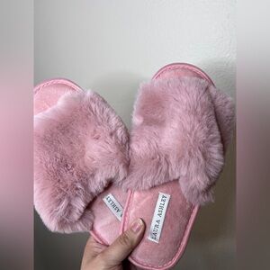 Laura Ashley Soft Pink Plush Slippers
